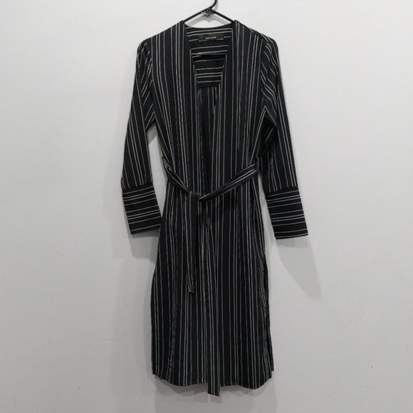 Zara Striped Longline Wrap Cardigan Duster Trench XS - Picture 2 of 9